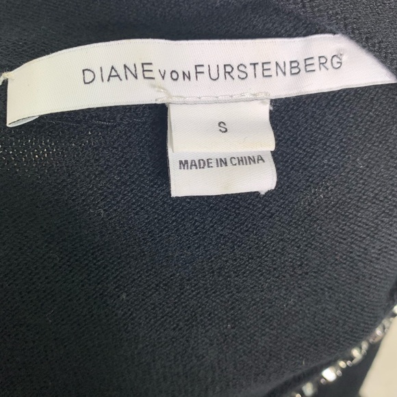 DVF Donna Cardigan Sweater Small Black C228 - Picture 4 of 6